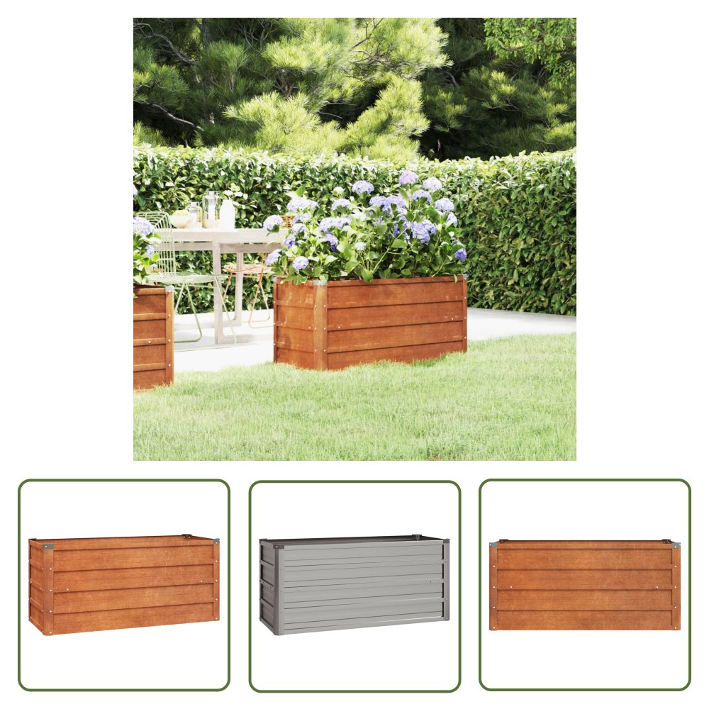 The Living Store Podwyższona donica - rdzawa - 100x40x45 cm - stal kortenowska - Donica Ogrodowa