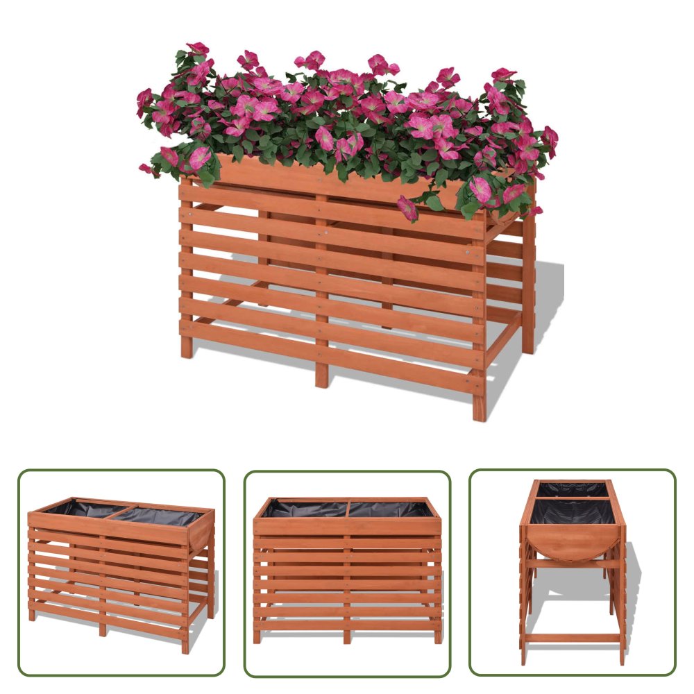 The Living Store Skrzynka na kwiaty - drewniana - 100x50x71 cm - Donica