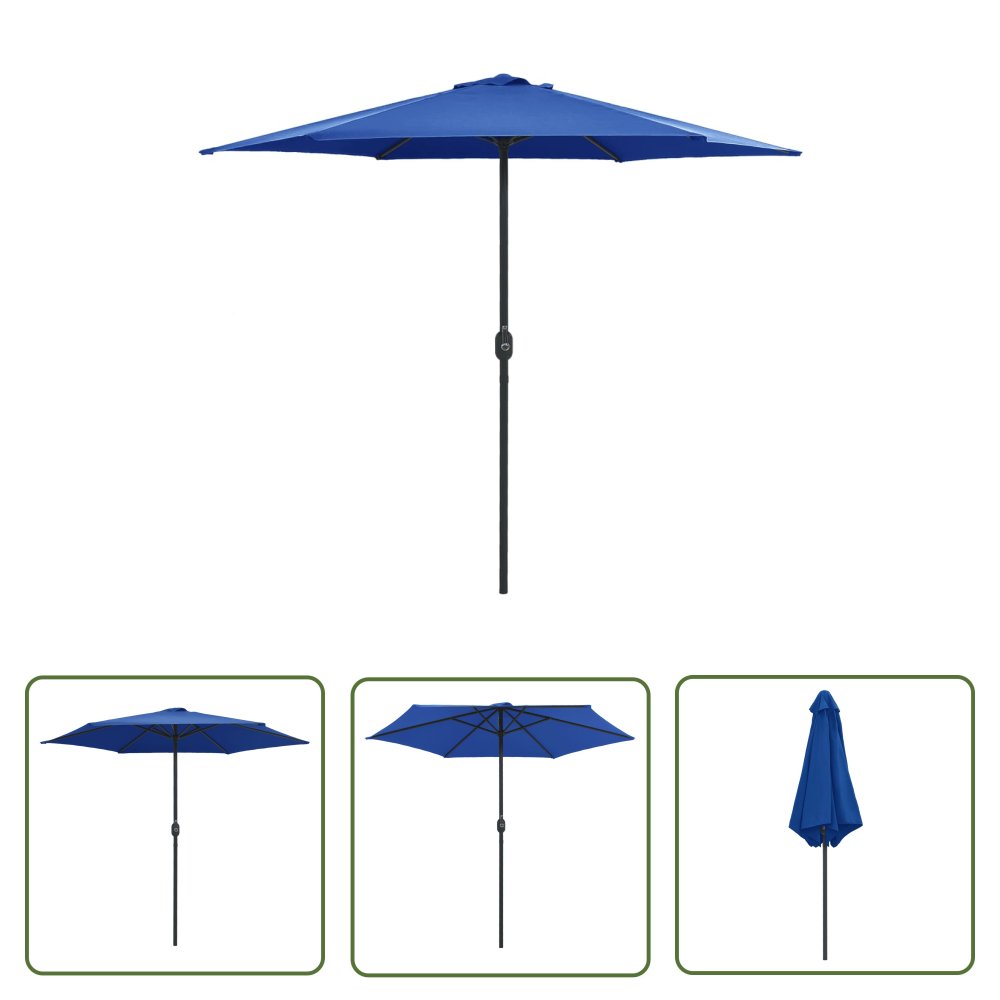 The Living Store Parasol ogrodowy na aluminiowym słupku - 270x246 cm - niebieski - Parasol Ogrodowy