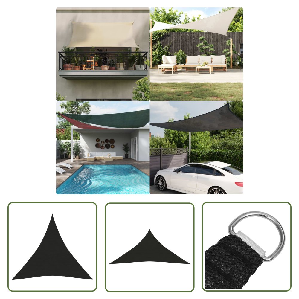 The Living Store Żagiel przeciwsłoneczny - 160 g/m² - czarny - 5x5x5 m - HDPE - Żagiel Ogrodowy