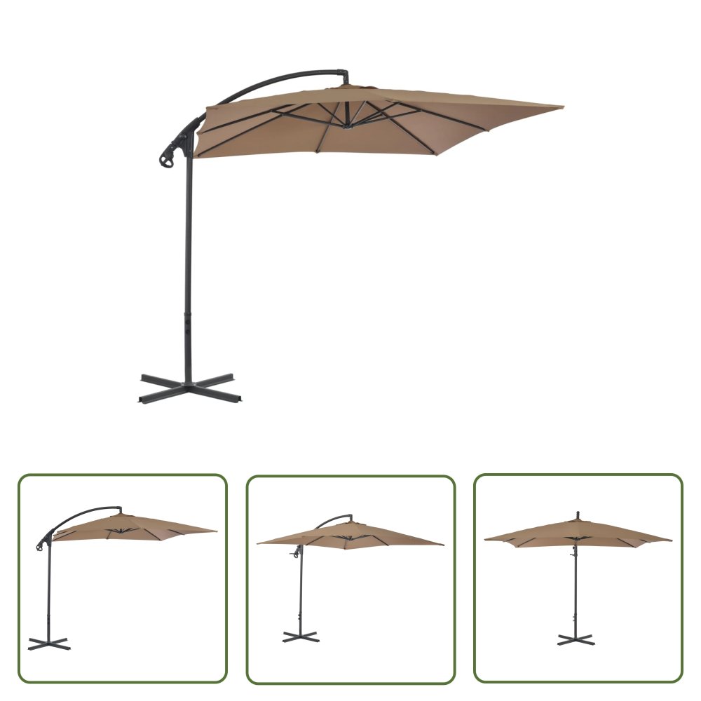 The Living Store Parasol wiszący ze stalowym słupkiem - 250x250 cm - taupe - Parasol Wiszący