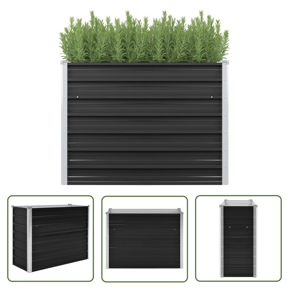 The Living Store Podwyższona donica - antracyt - 100x40x77 cm - galwanizowana stal - Podwyższona Donica