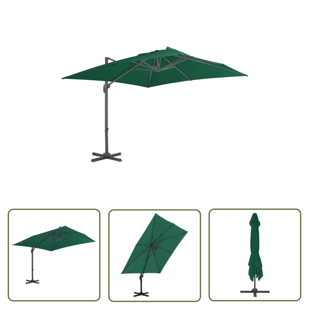 The Living Store Parasol wiszący z aluminiowym słupkiem - 300x300 cm - zielony - Parasol Wiszący