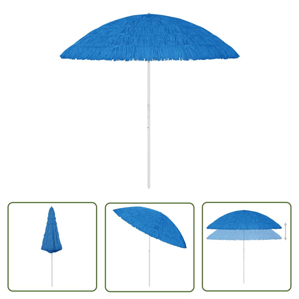 The Living Store Parasol plażowy w hawajskim stylu - niebieski - 300 cm - Parasol Ogrodowy