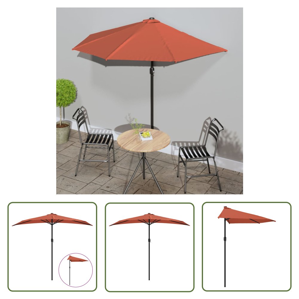 The Living Store Półparasol balkonowy - aluminium - terakota - 270x144x222 cm - Parasol Balkonowy