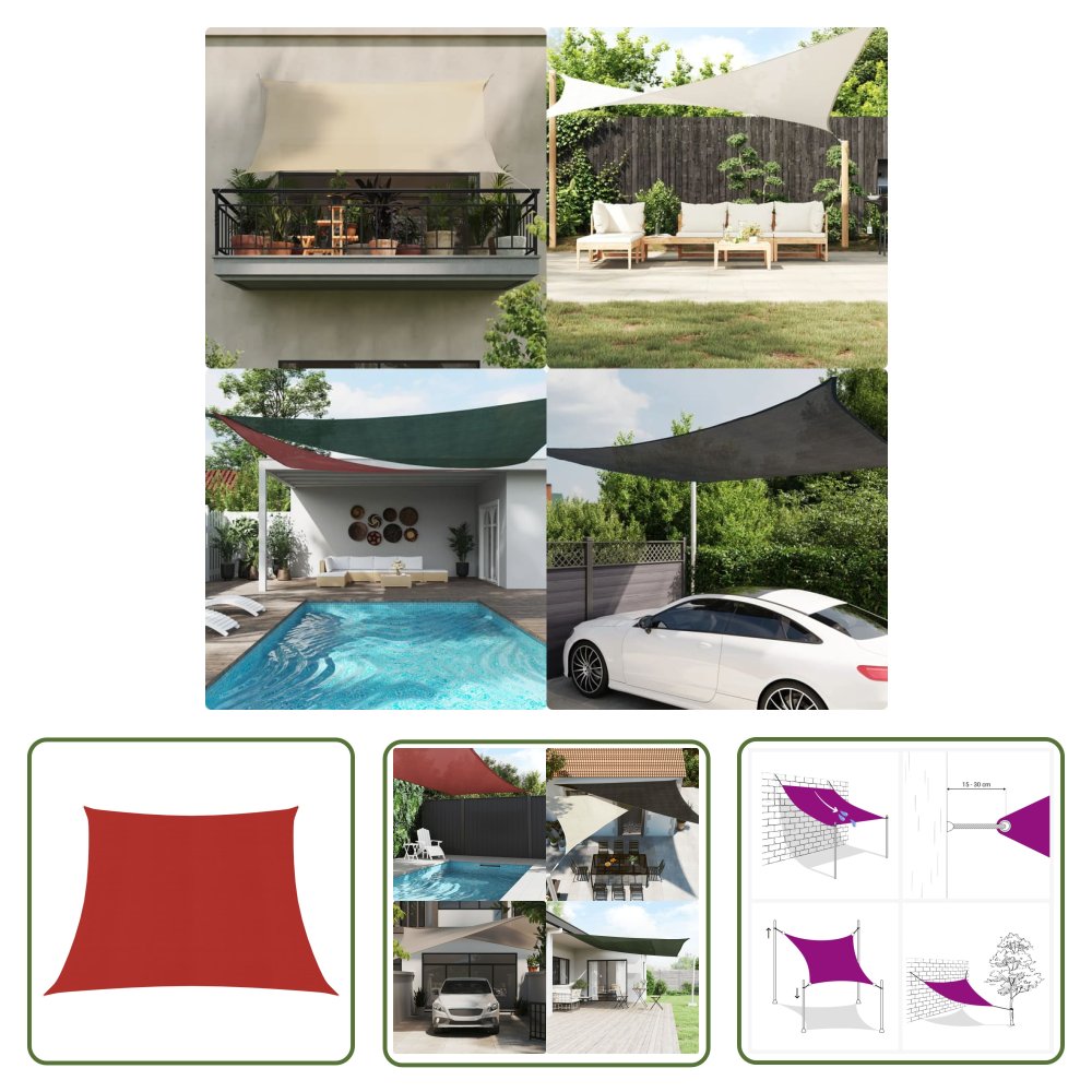 The Living Store Żagiel przeciwsłoneczny - 160 g/m² - czerwony - 3/4x3 m - HDPE - Żagiel Ogrodowy