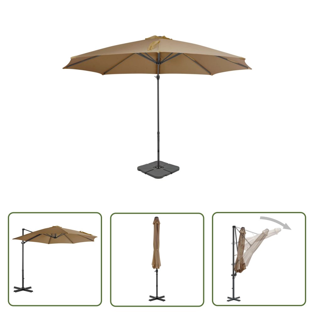 The Living Store Parasol ogrodowy z przenośną podstawą - taupe - Parasol Ogrodowy
