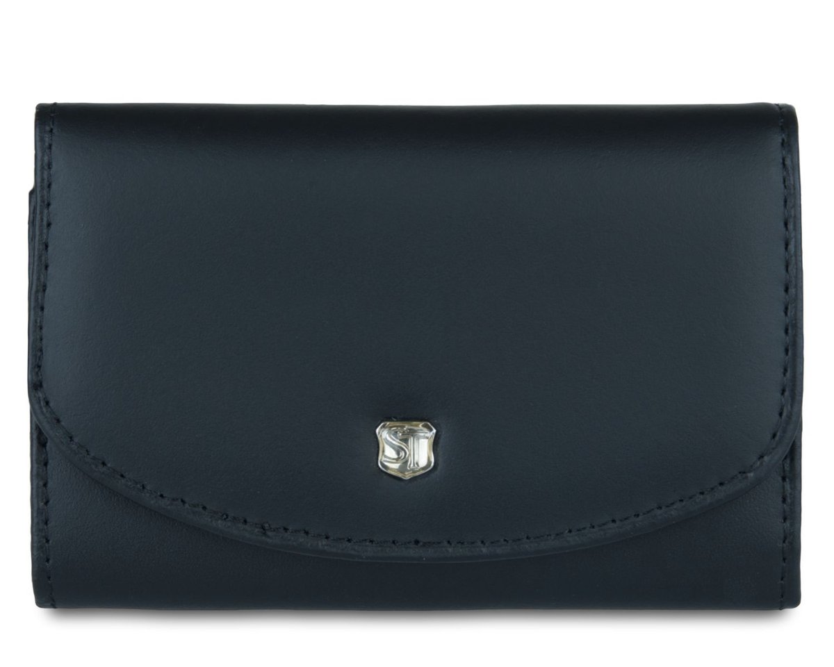 Skórzany mały portfel damski Stefania Czarny Duża kieszeń na monety
