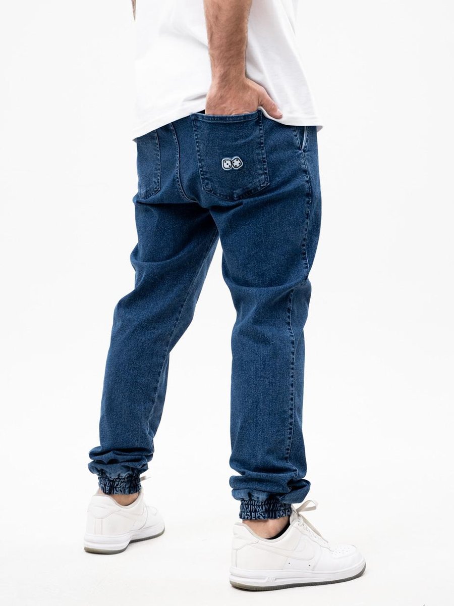 Spodnie Jeansowe Jogger Ze Ściągaczem Męskie Niebieskie Lucky Dice M