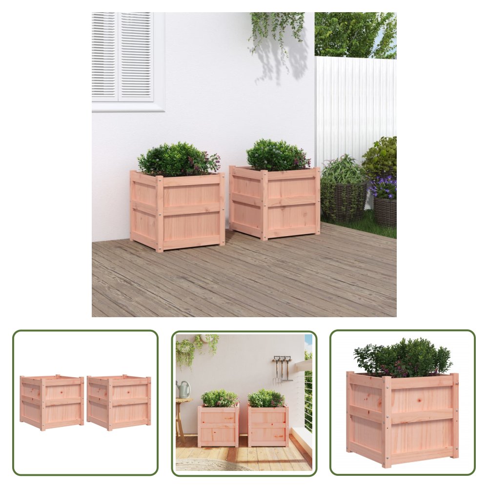 The Living Store Donice ogrodowe - 2 szt. - lite drewno daglezjowe - Donica