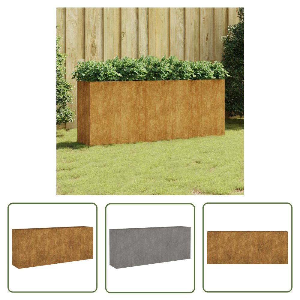The Living Store Podwyższona donica - 200x40x80 cm - stal kortenowska - Donica Ogrodowa