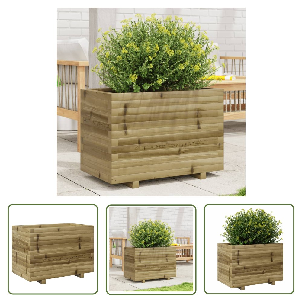 The Living Store Donica ogrodowa - 70x40x49 -5 cm - impregnowane drewno sosnowe - Doniczka