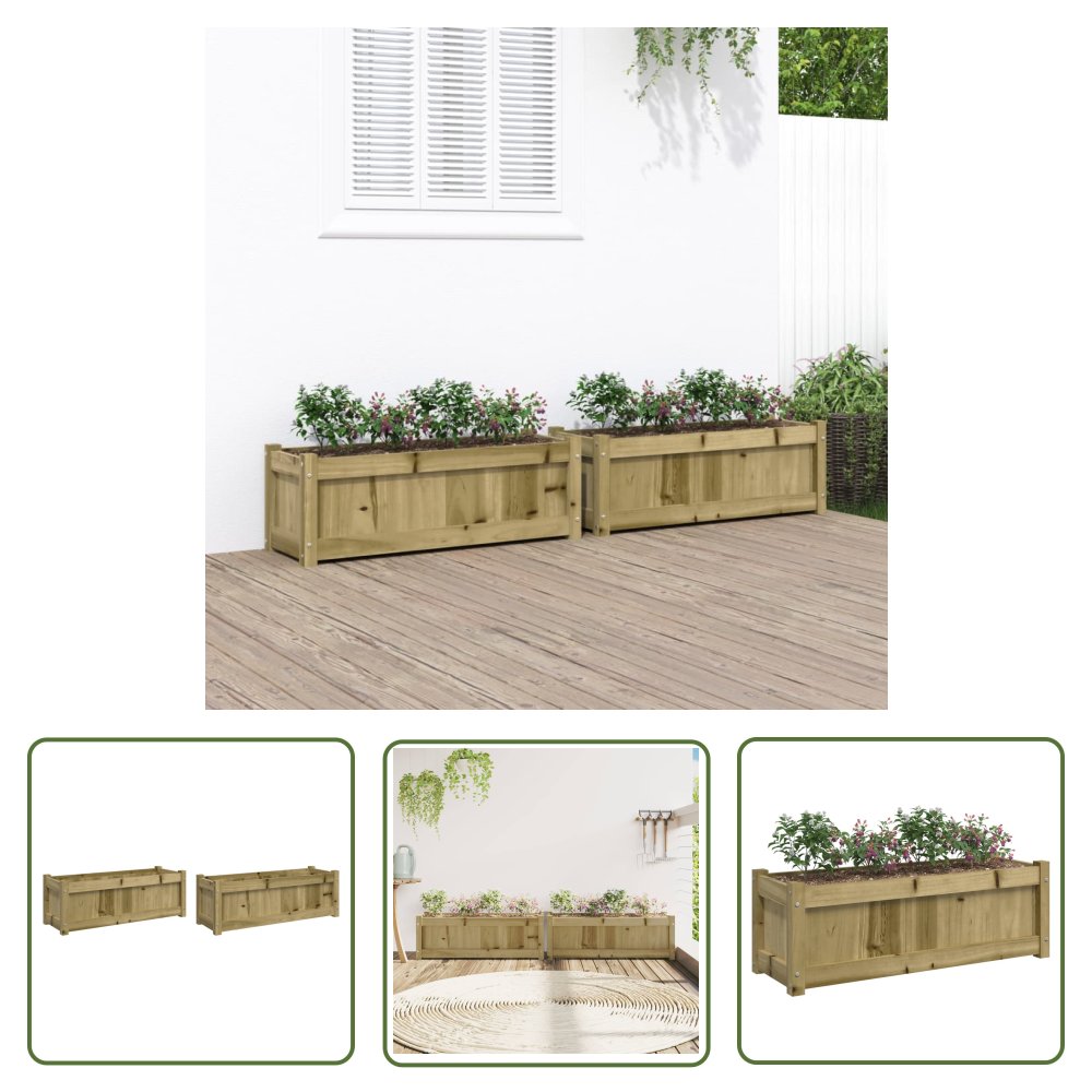 The Living Store Donice ogrodowe - 2 szt. - impregnowane drewno sosnowe - Donica