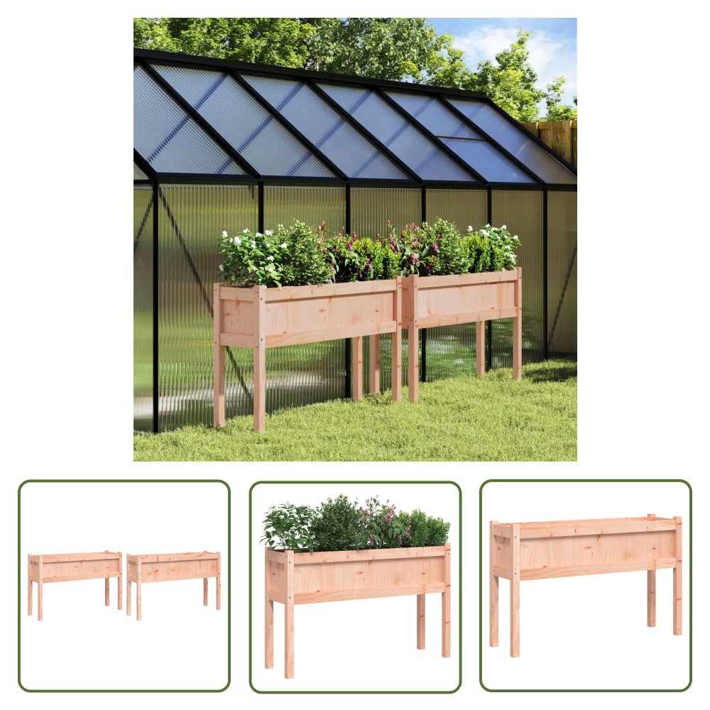 The Living Store Donice ogrodowe na nogach - 2 szt. - lite drewno daglezjowe - Doniczka