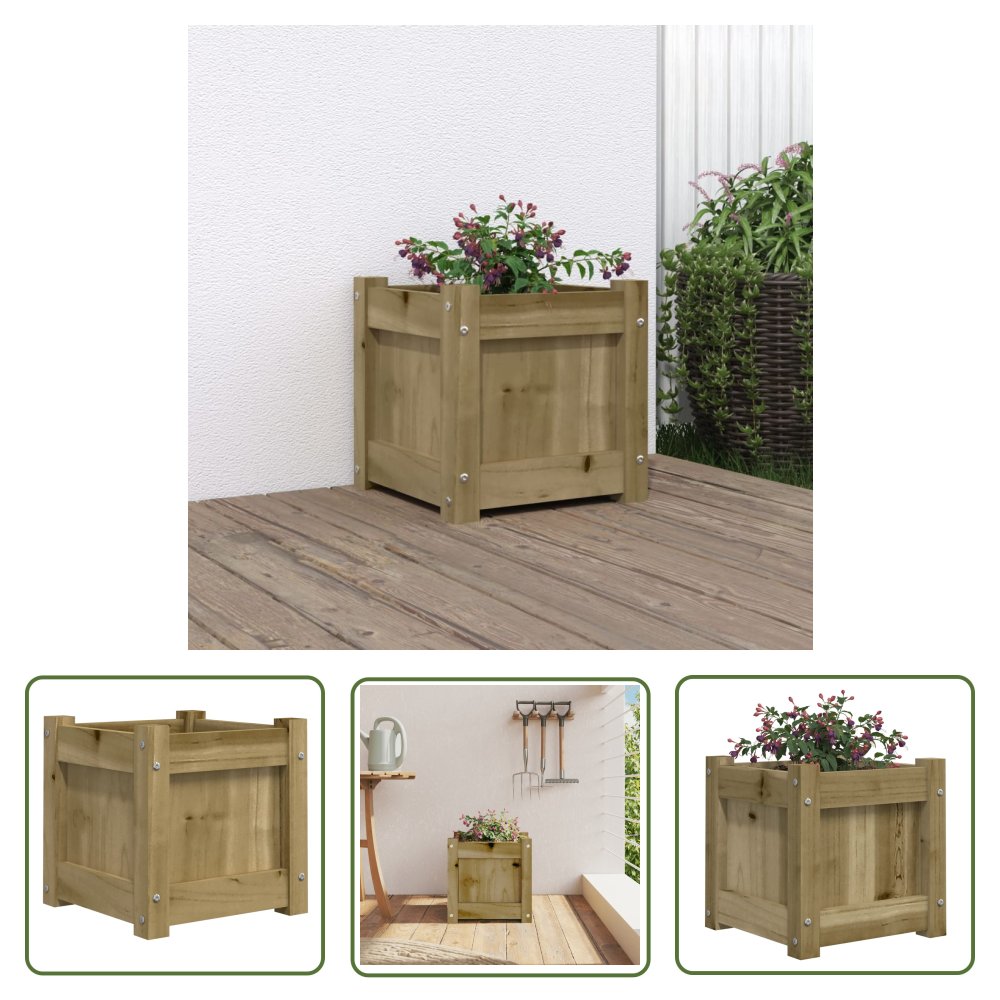 The Living Store Donica ogrodowa - 31x31x31 cm - impregnowane drewno sosnowe - Donica