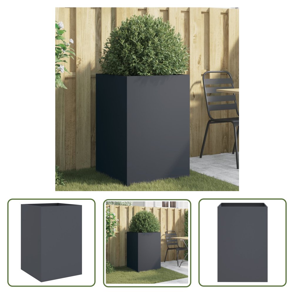 The Living Store Donica - antracytowa - 52x48x75 cm - stal - Doniczka