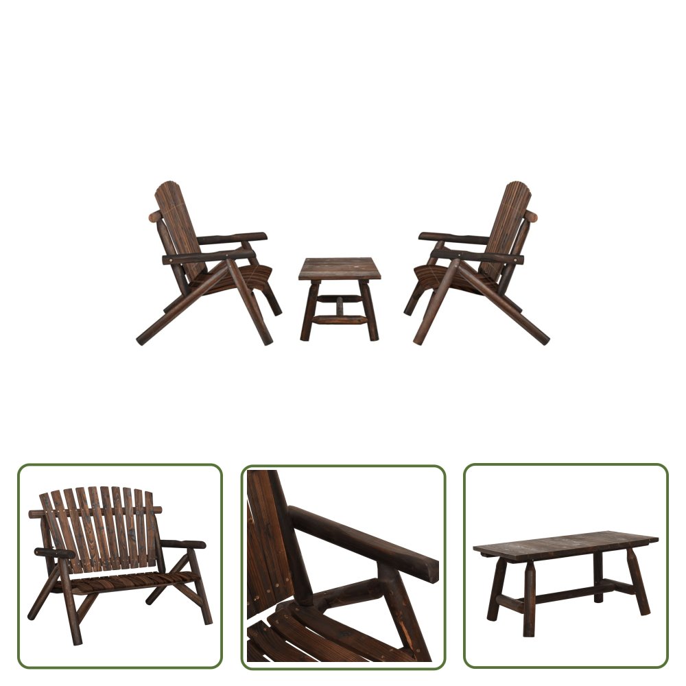 The Living Store 3-cz. zestaw wypoczynkowy do ogrodu - lite drewno świerkowe - Zestaw Wypoczynkowy Do Ogrodu