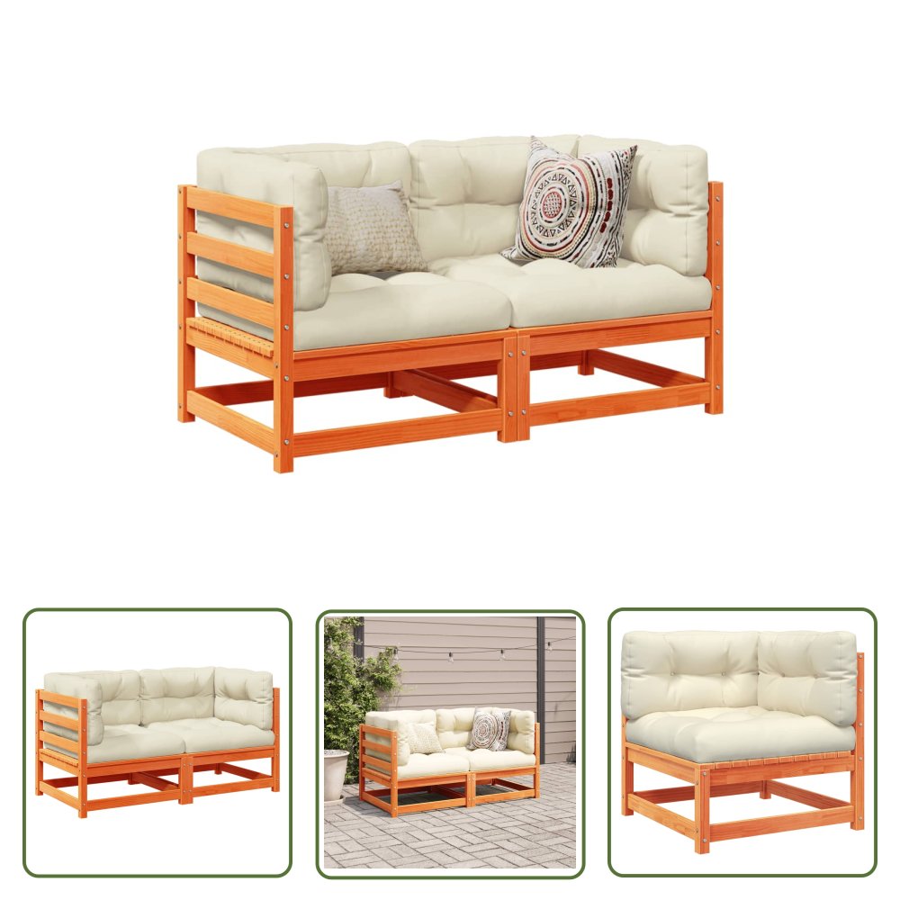 The Living Store 2-cz. zestaw wypoczynkowy do ogrodu - z poduszkami - woskowy brąz - Zestaw Wypoczynkowy Do Ogrodu