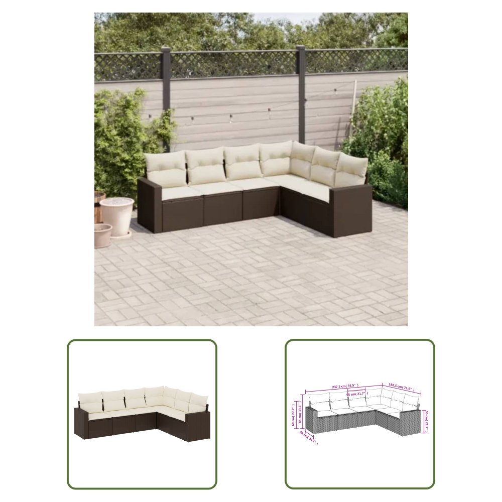 The Living Store 6-cz. zestaw wypoczynkowy do ogrodu - z poduszkami - brązowy - Sofa Ogrodowa