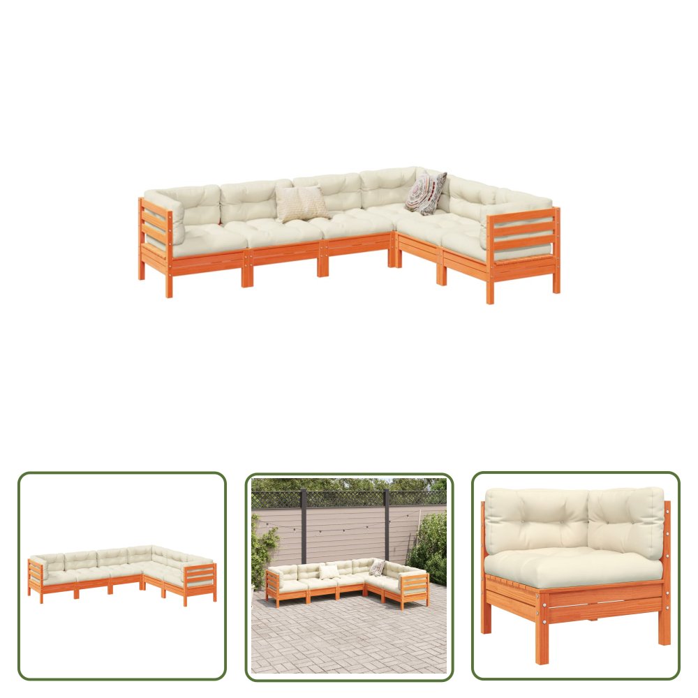 The Living Store 6-cz. - ogrodowy zestaw wypoczynkowy z poduszkami - woskowy brąz - Zestaw Wypoczynkowy Do Ogrodu