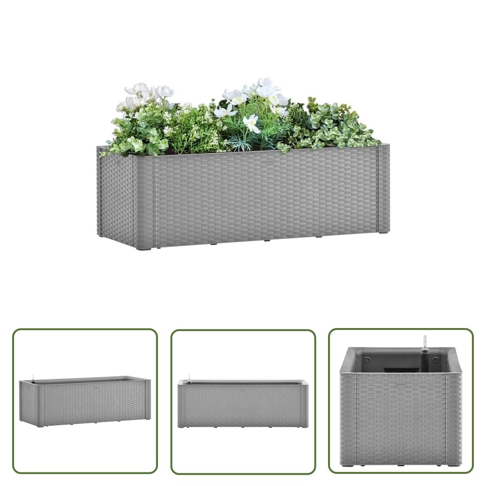 The Living Store Podwyższona donica z systemem podlewania - szara - 100x43x33 cm - Donica