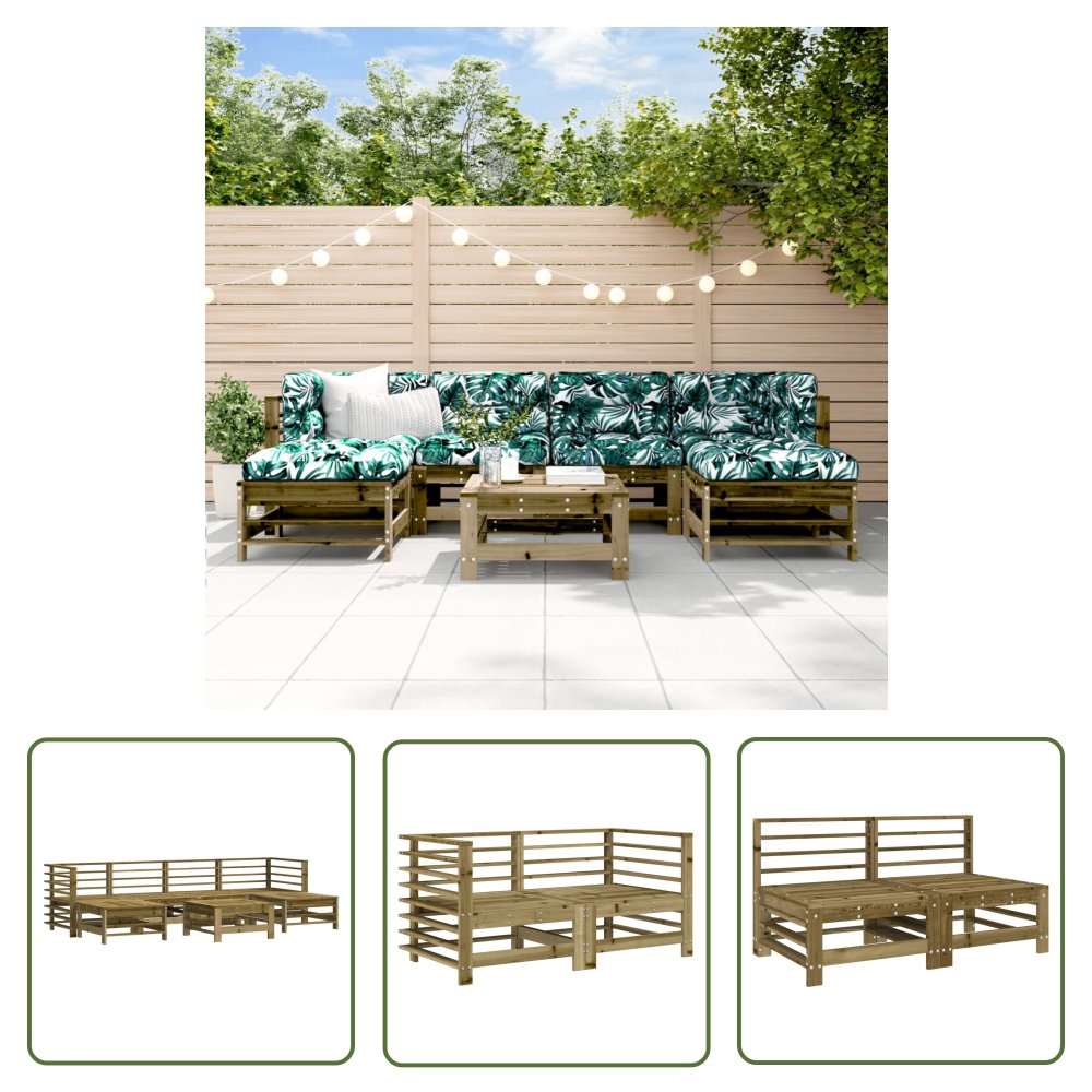 The Living Store 7-cz. zestaw mebli ogrodowych - impregnowane drewno sosnowe - Meble Ogrodowe