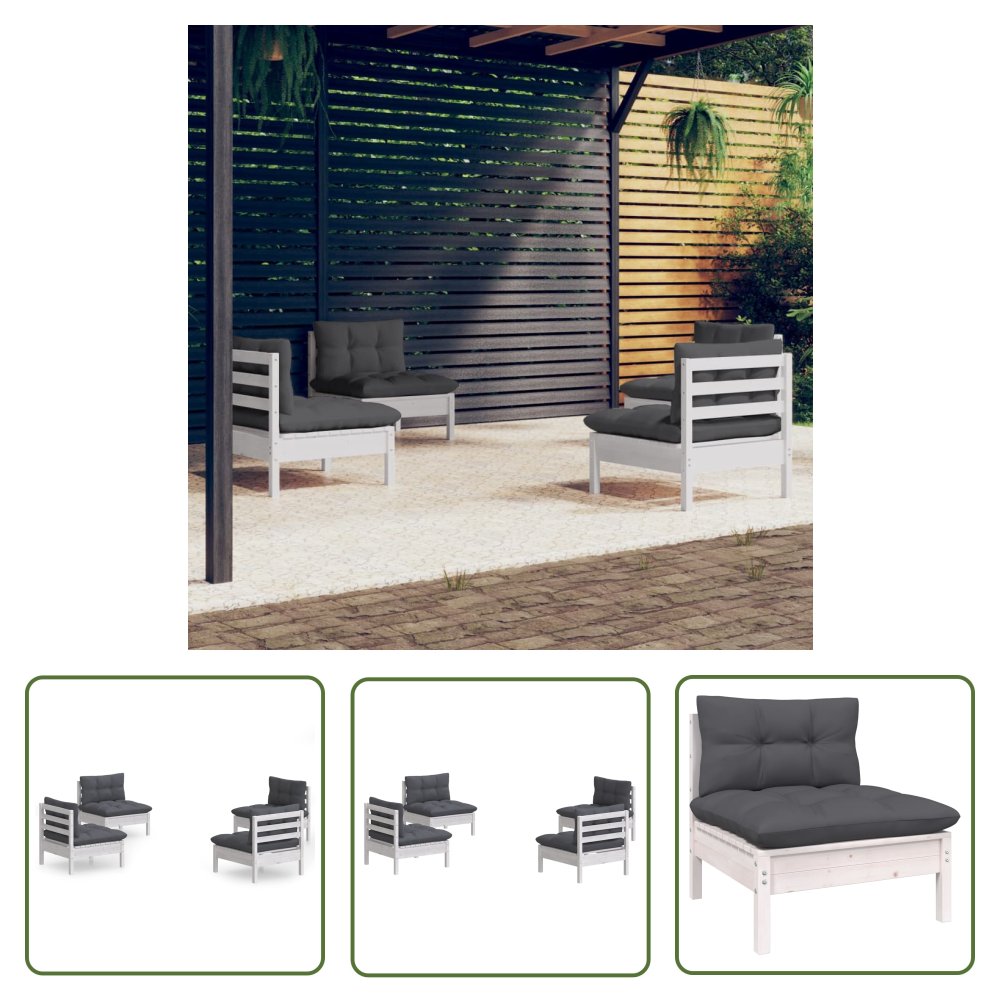 The Living Store 4-cz. zestaw wypoczynkowy do ogrodu antracytowe poduszki sosna - Zestaw Mebli Ogrodowych