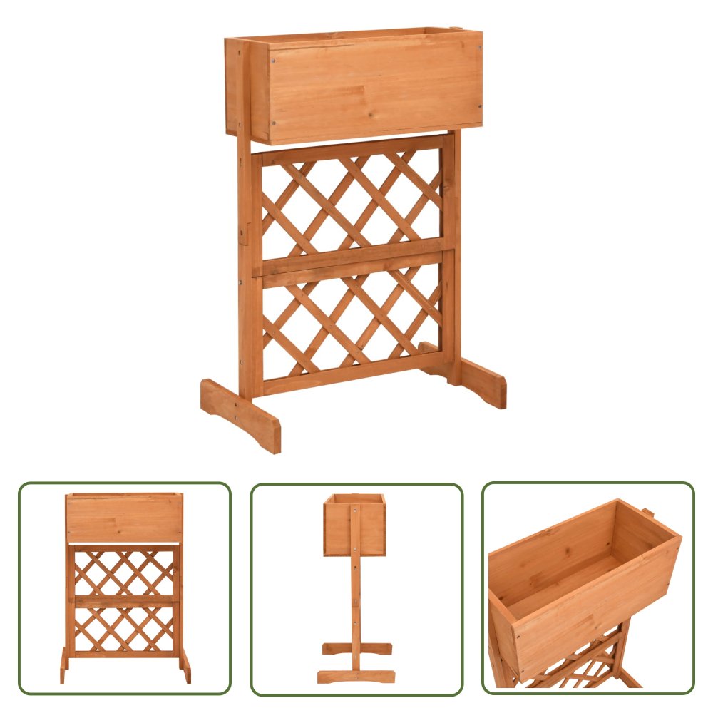 The Living Store Ogrodowa donica z kratką - pomarańczowa - 45x30x74 cm - jodła - Drewniana Donica