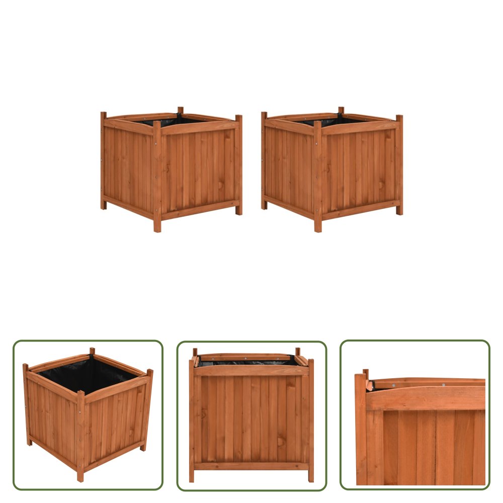 The Living Store Podwyższone donice - 2 szt. - 50x50x50 cm - drewno jodłowe - Podwyższona Donica