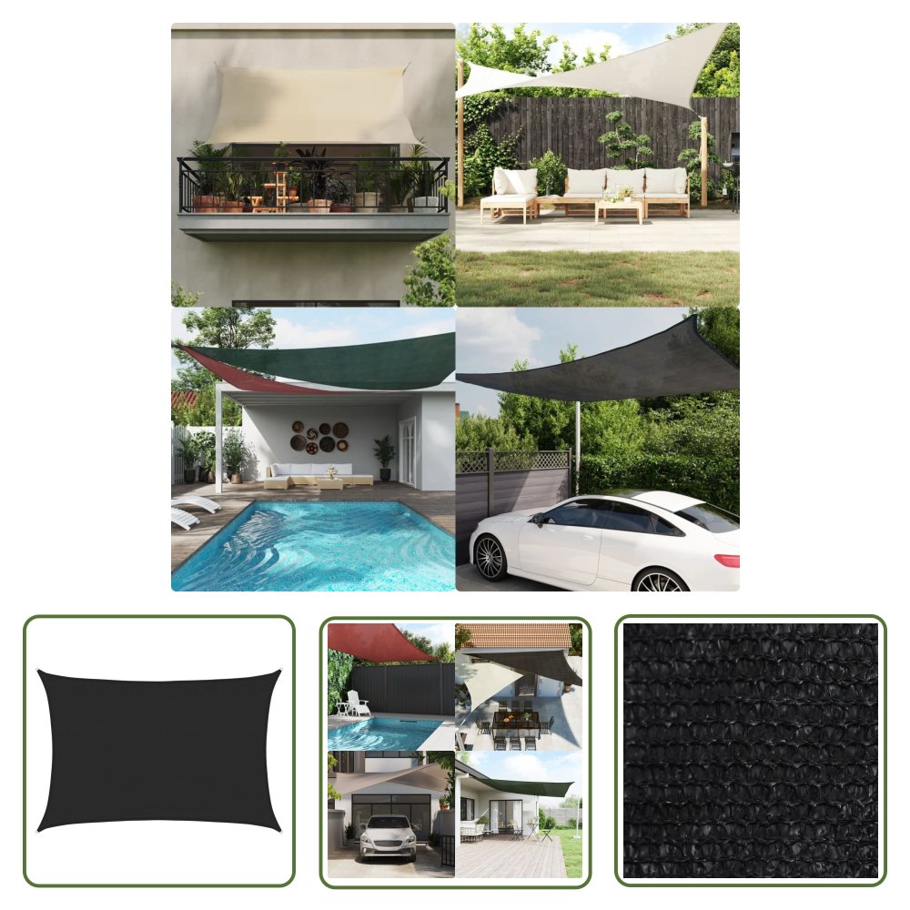 The Living Store Żagiel przeciwsłoneczny - 160 g/m² - czarny - 3 -5x4 -5 m - HDPE - Żagiel Ogrodowy