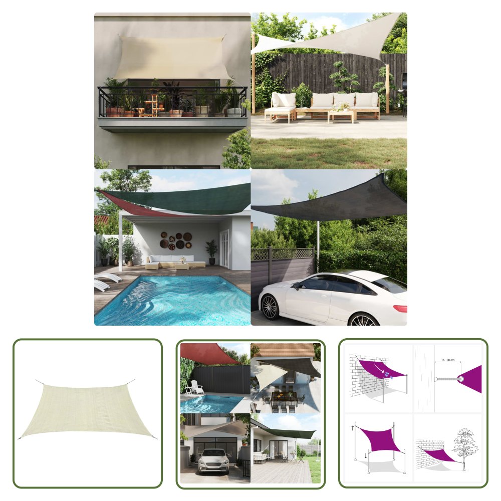 The Living Store Żagiel ogrodowy HDPE kwadratowy 3 -6x3 -6 m Krem - Żagiel Ogrodowy