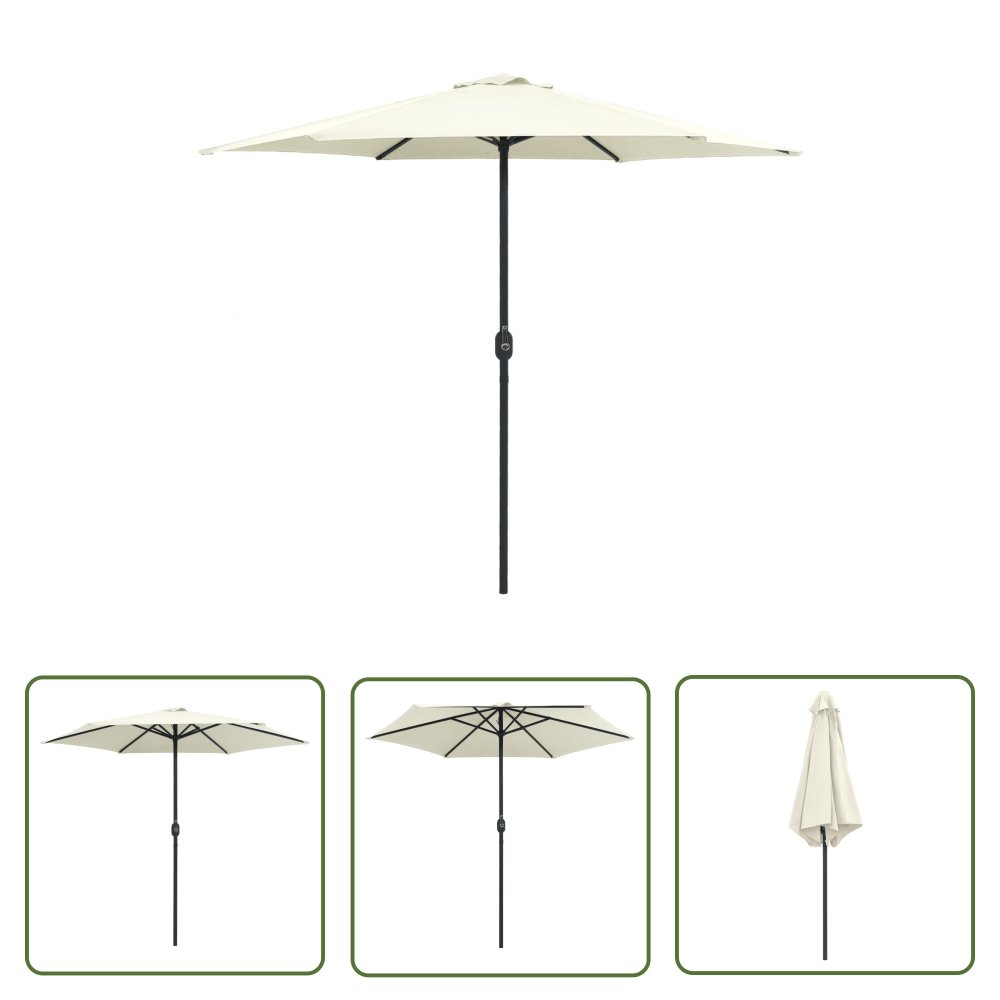 The Living Store Parasol ogrodowy na aluminiowym słupku - 270x246 cm - piaskowy - Parasol Ogrodowy