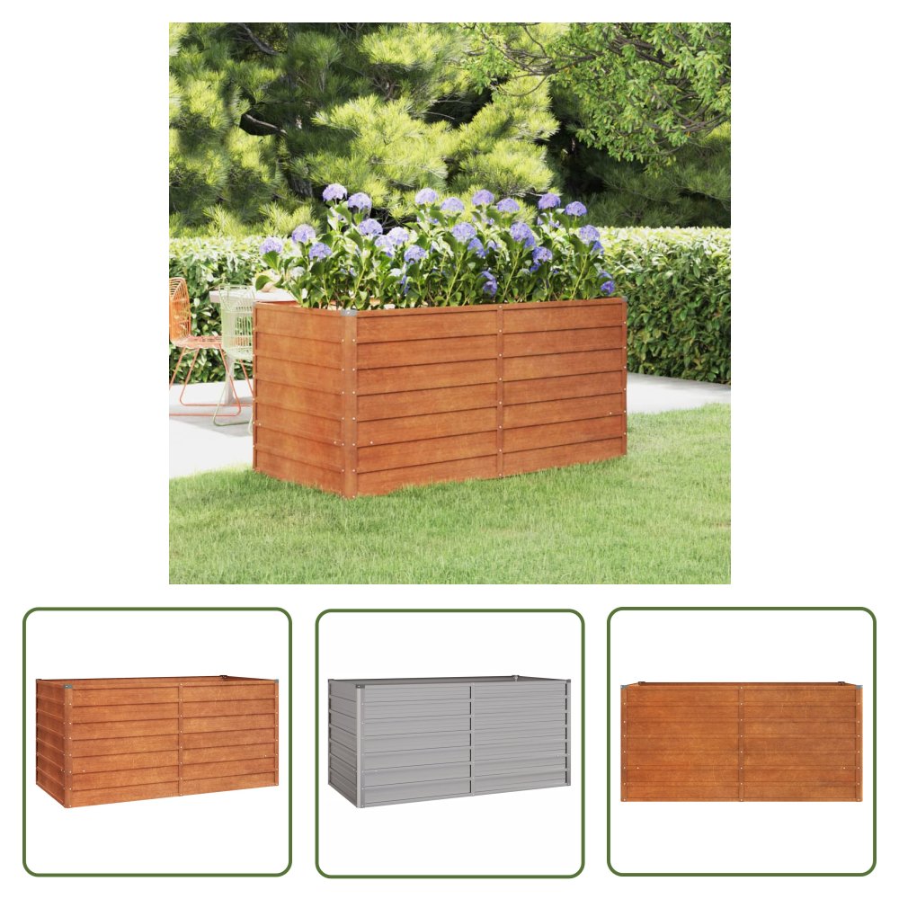 The Living Store Podwyższona donica - rdzawa - 160x80x77 cm - stal kortenowska - Donica Ogrodowa