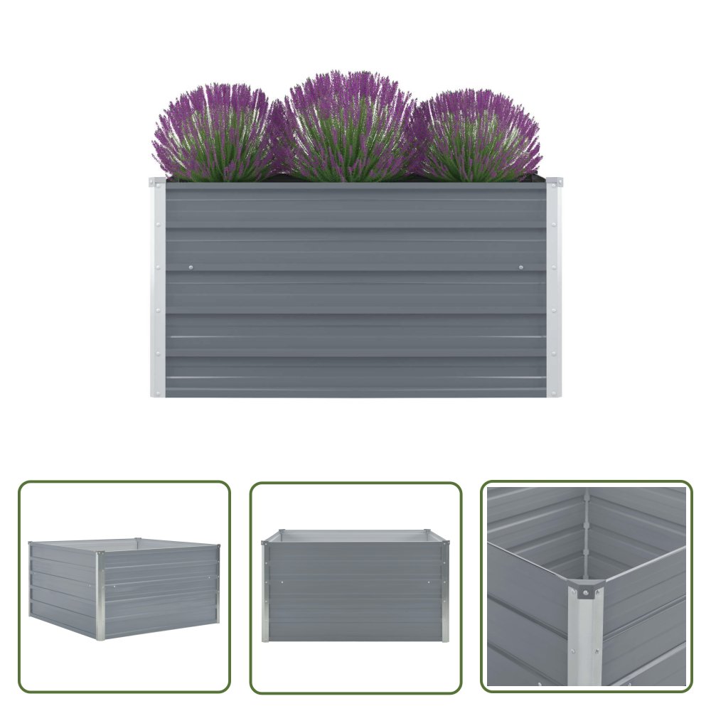 The Living Store Donica do podniesionej rabaty - 100x100x45 cm - stal - szara - Skrzynia Do Podniesionej Grządki