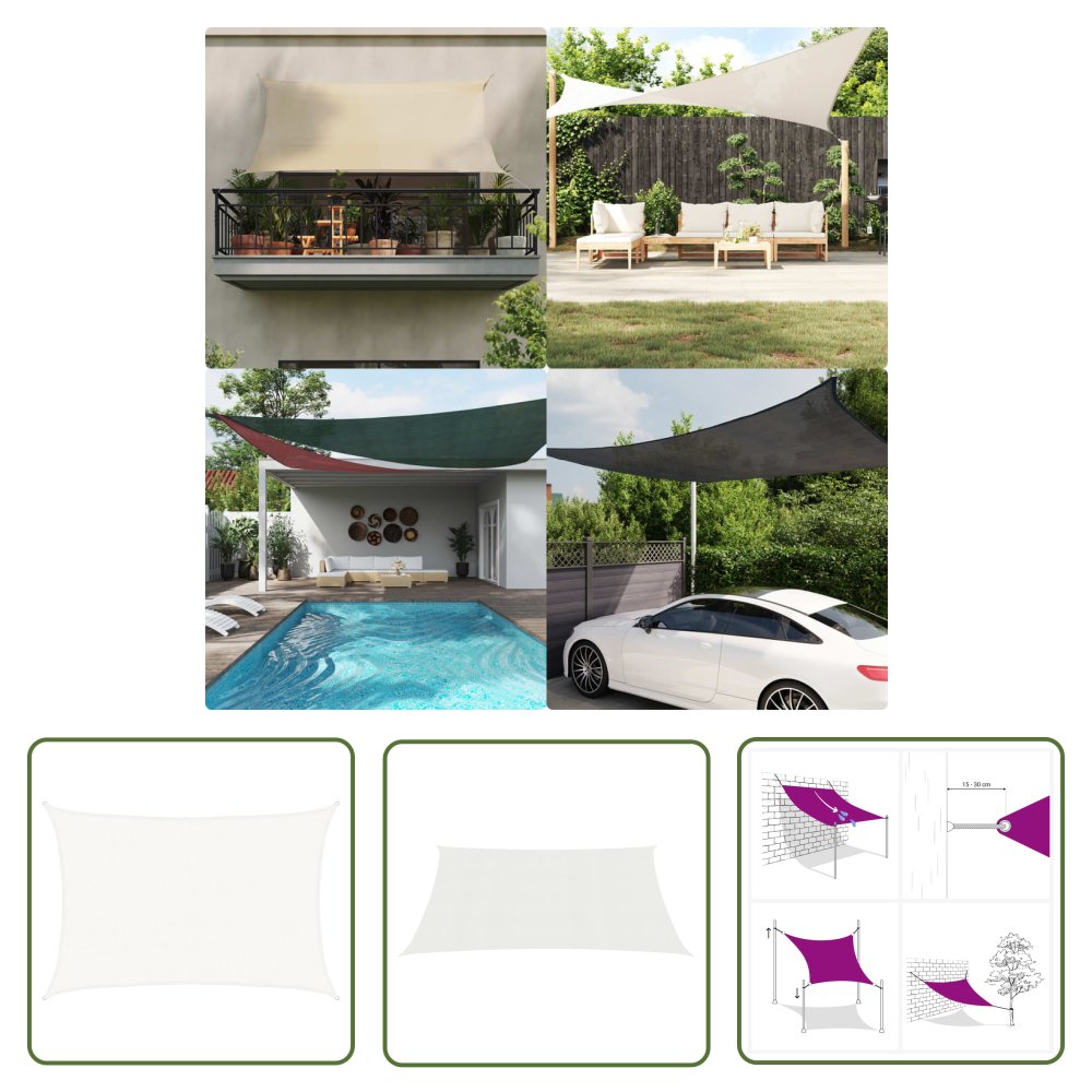 The Living Store Żagiel przeciwsłoneczny - 160 g/m² - biały - 4x5 m - HDPE - Żagiel Ogrodowy
