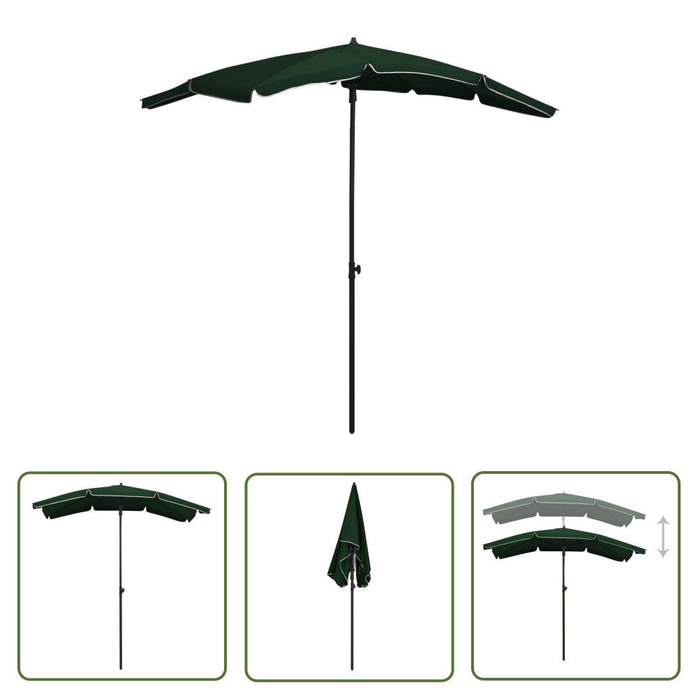 The Living Store Parasol ogrodowy na słupku - 200x130 cm - zielony - Parasol Ogrodowy