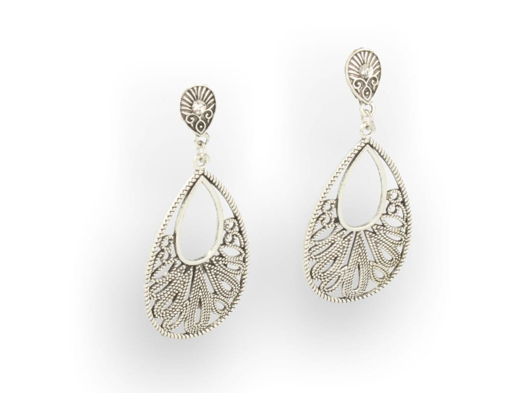 Klipsy do uszu wiszące z kryształkiem srebrne