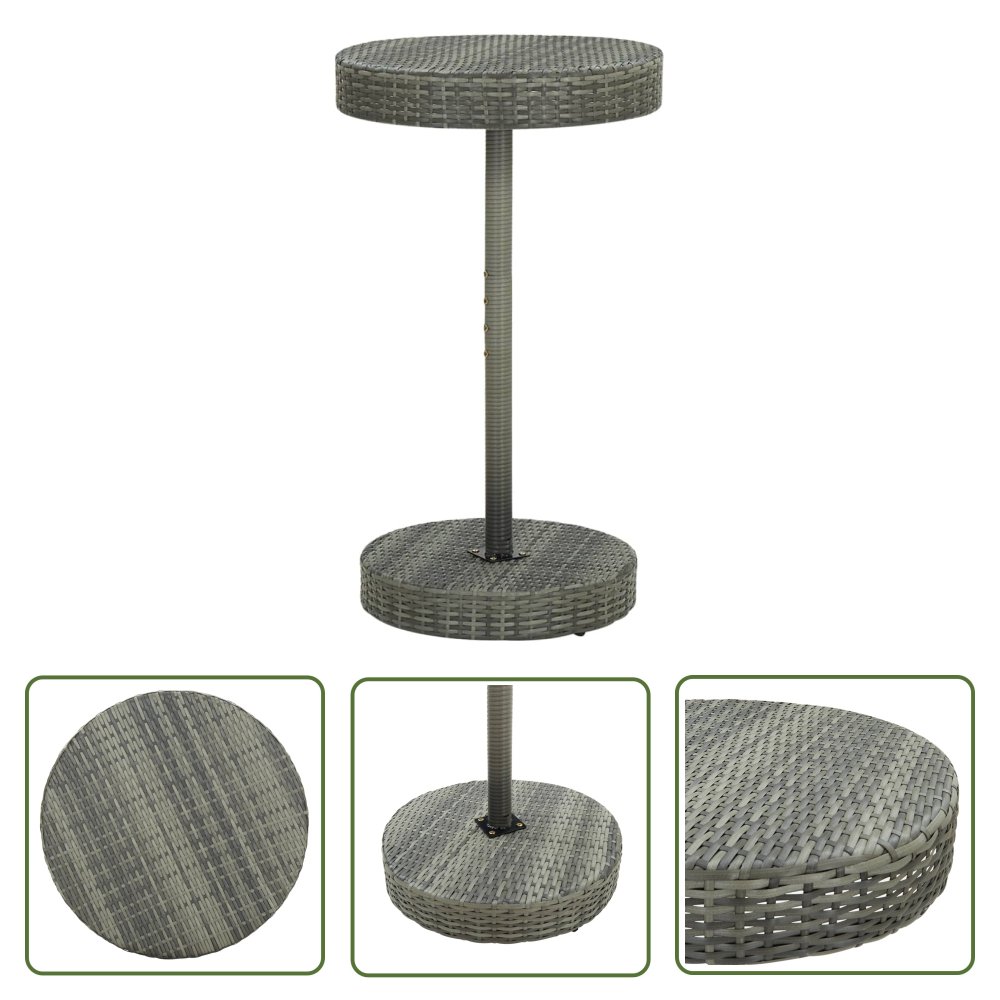 The Living Store Stolik ogrodowy - szary - 60 -5x106 cm - polirattan - Stolik Ogrodowy