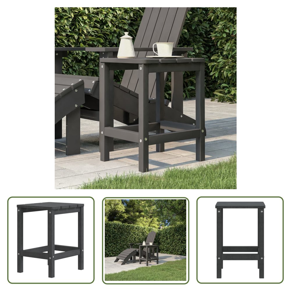 The Living Store Stolik ogrodowy Adirondack - antracytowy - 38x38x46 cm - HDPE - Stolik Ogrodowy
