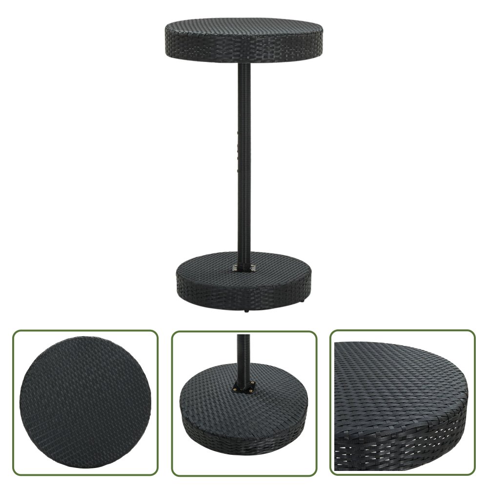 The Living Store Stolik ogrodowy - czarny - 60 -5 x 106 cm - polirattan - Stolik Ogrodowy