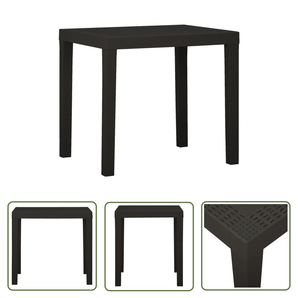 The Living Store Stolik ogrodowy - antracytowy - 79 x 65 x 72 cm - plastikowy - Stół