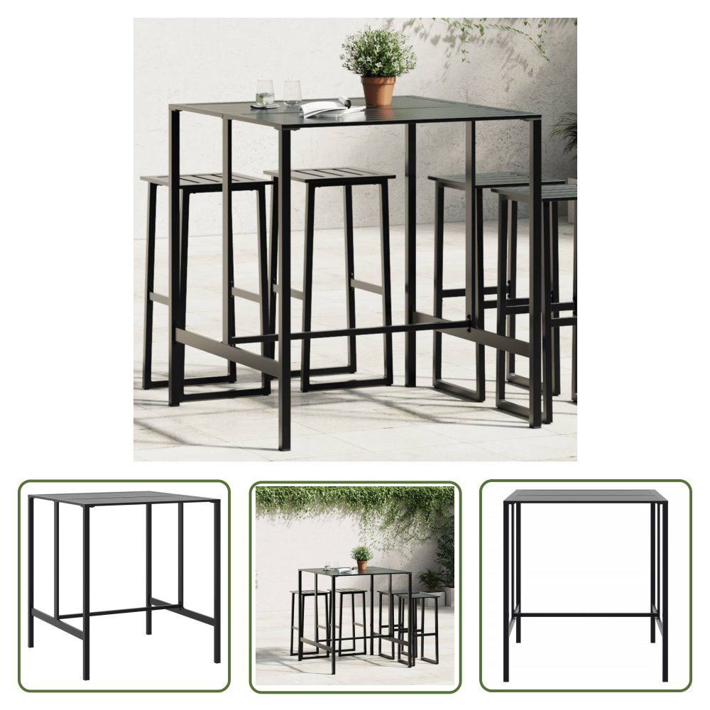 The Living Store Stolik barowy - czarny - 100x100x110 cm - malowana proszkowo stal - Stolik Barowy