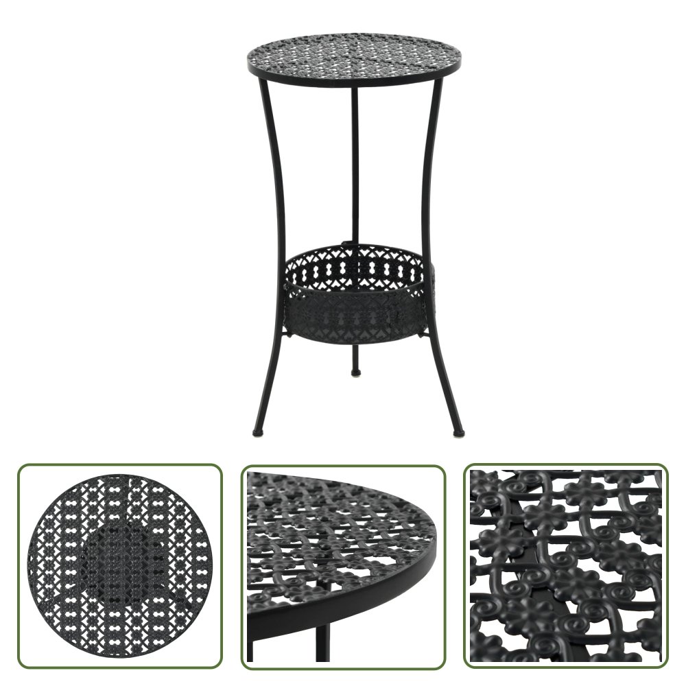 The Living Store Stolik barowy - czarny - 40 x 70 cm - metalowy - Stolik