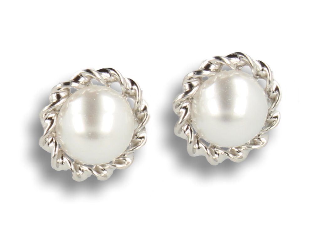 KLIPSY DO USZU OKRĄGŁE Z BIAŁĄ PEREŁKĄ