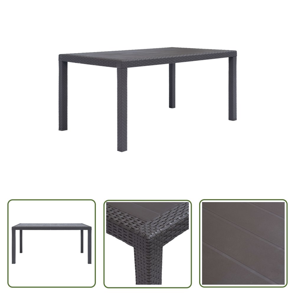 The Living Store Stół ogrodowy - 150x90x72 cm - plastikowy - brązowy - Stół Ogrodowy