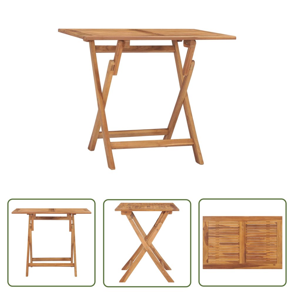 The Living Store Składany stół ogrodowy - 90x60x75 cm - lite drewno tekowe - Stół