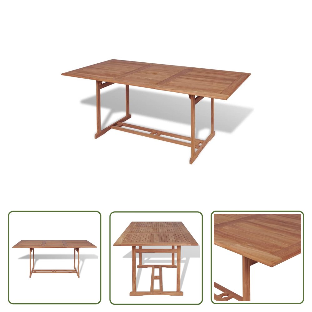 The Living Store Stół ogrodowy - 180 x 90 x 75 cm - lite drewno teakowe - Stół Do Jadalni