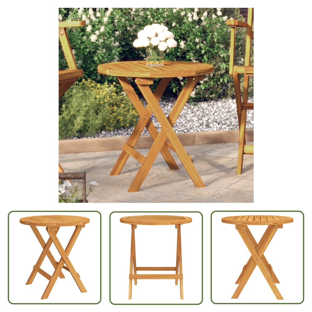 The Living Store Stolik bistro - Ø46x47 cm - lite drewno akacjowe - Stolik Bistro