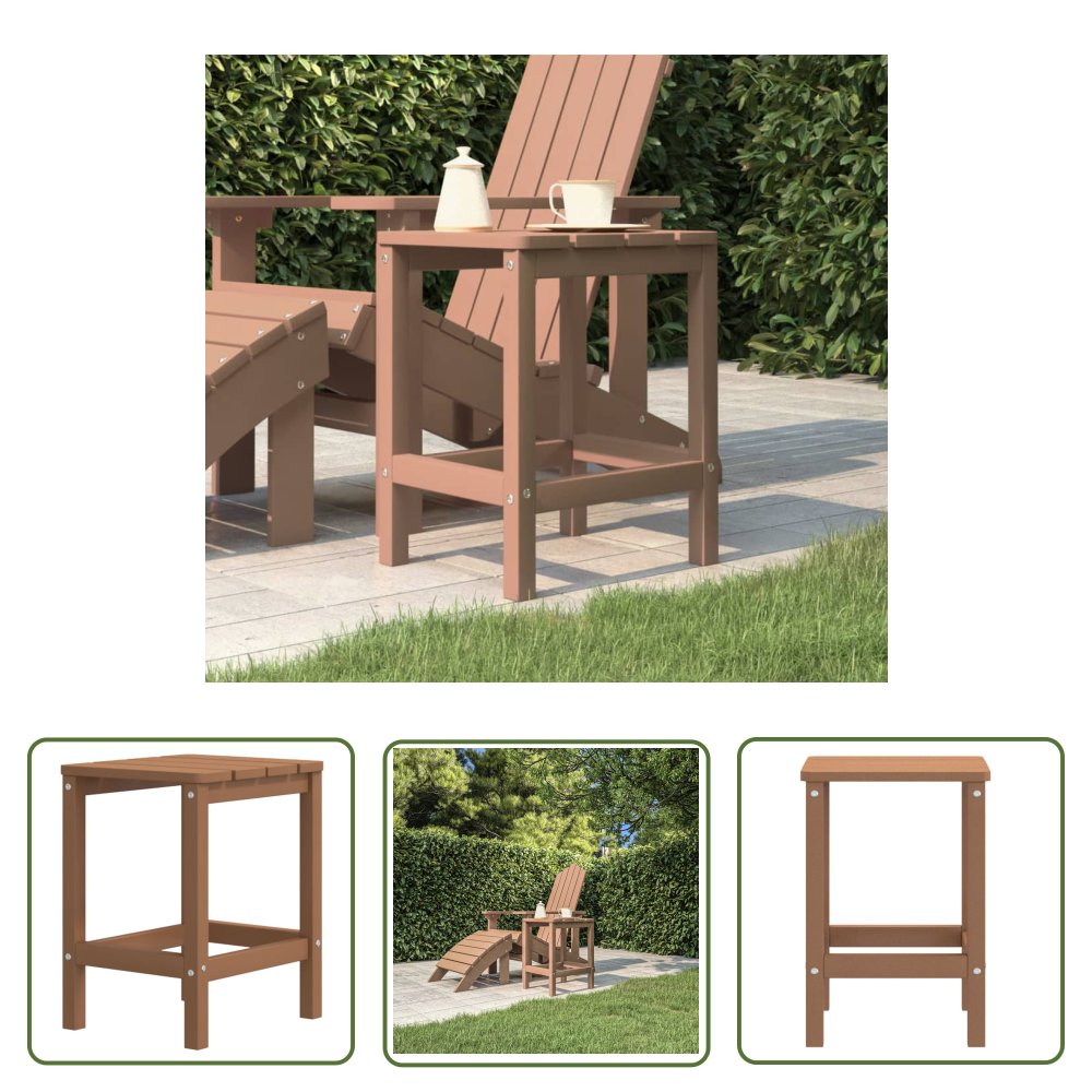 The Living Store Stolik ogrodowy Adirondack - brązowy - 38x38x46 cm - HDPE - Stolik Ogrodowy