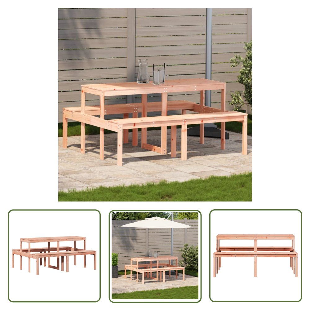 The Living Store Stół piknikowy - 160x134x75 cm - lite drewno daglezjowe - Stół Piknikowy